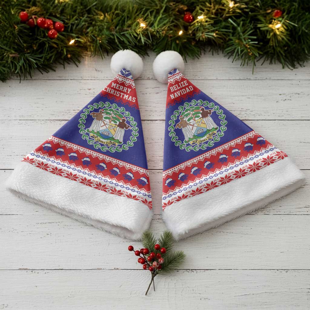 Belize Christmas Santa Hat Coat Of Arms Merry Xmas - Wonder Print Shop