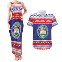 Belize Christmas Couples Matching Tank Maxi Dress and Hawaiian Shirt Coat Of Arms Merry Xmas - Wonder Print Shop