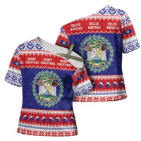 Belize Christmas Cross Shoulder Shirt Coat Of Arms Merry Xmas - Wonder Print Shop