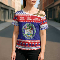 Belize Christmas Cross Shoulder Shirt Coat Of Arms Merry Xmas - Wonder Print Shop
