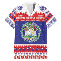 Belize Christmas Family Matching Long Sleeve Bodycon Dress and Hawaiian Shirt Coat Of Arms Merry Xmas - Wonder Print Shop