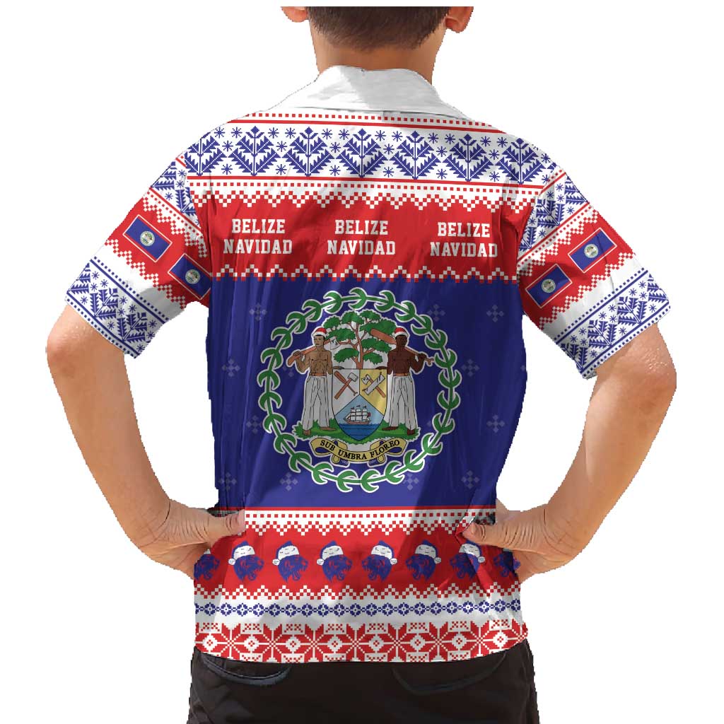 Belize Christmas Family Matching Mermaid Dress and Hawaiian Shirt Coat Of Arms Merry Xmas - Wonder Print Shop
