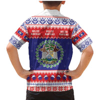 Belize Christmas Family Matching Mermaid Dress and Hawaiian Shirt Coat Of Arms Merry Xmas - Wonder Print Shop