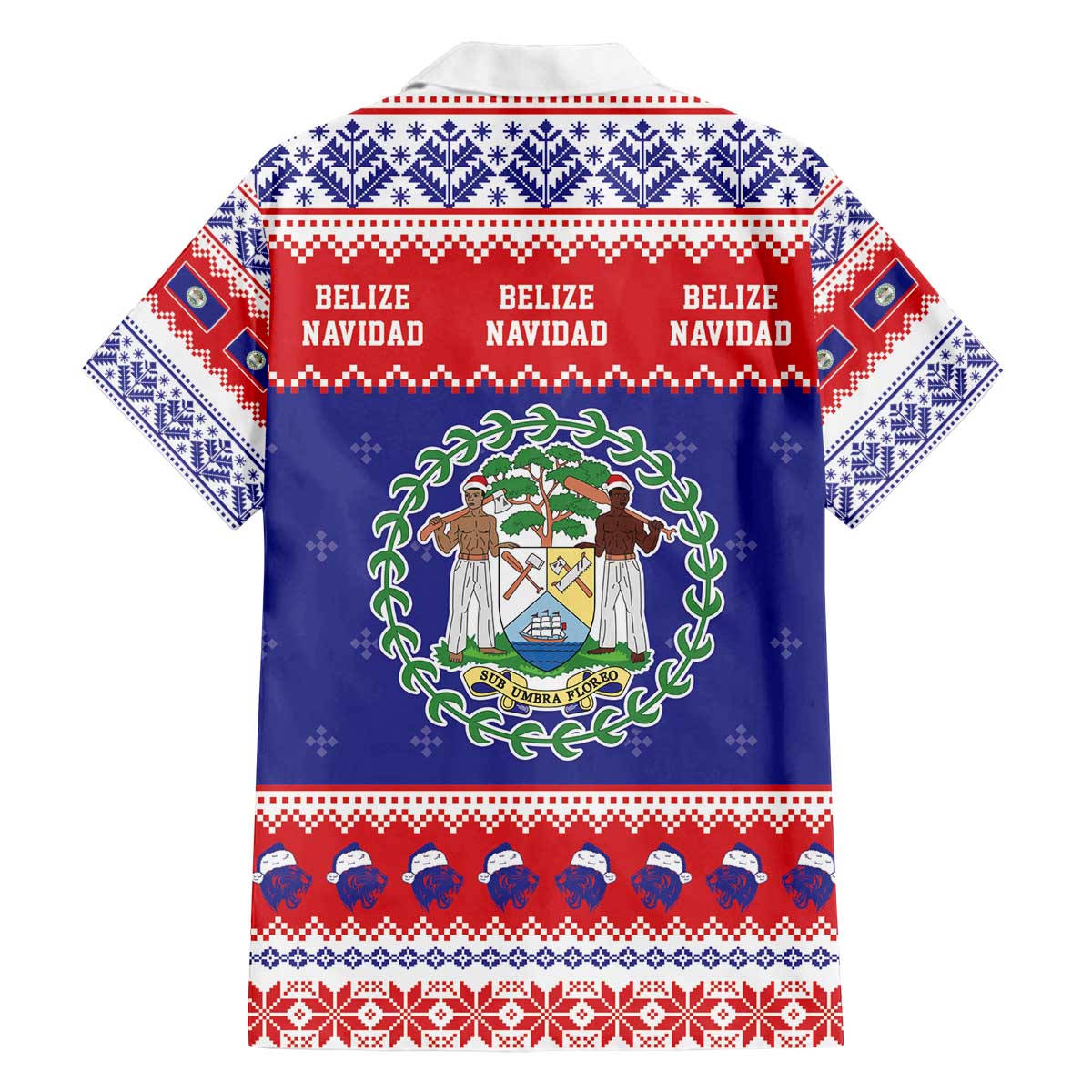 Belize Christmas Family Matching Off The Shoulder Long Sleeve Dress and Hawaiian Shirt Coat Of Arms Merry Xmas - Wonder Print Shop