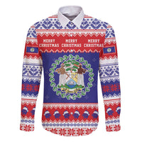 Belize Christmas Family Matching Off The Shoulder Long Sleeve Dress and Hawaiian Shirt Coat Of Arms Merry Xmas - Wonder Print Shop