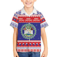 Belize Christmas Family Matching Off Shoulder Maxi Dress and Hawaiian Shirt Coat Of Arms Merry Xmas - Wonder Print Shop