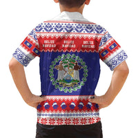 Belize Christmas Family Matching Puletasi and Hawaiian Shirt Coat Of Arms Merry Xmas - Wonder Print Shop
