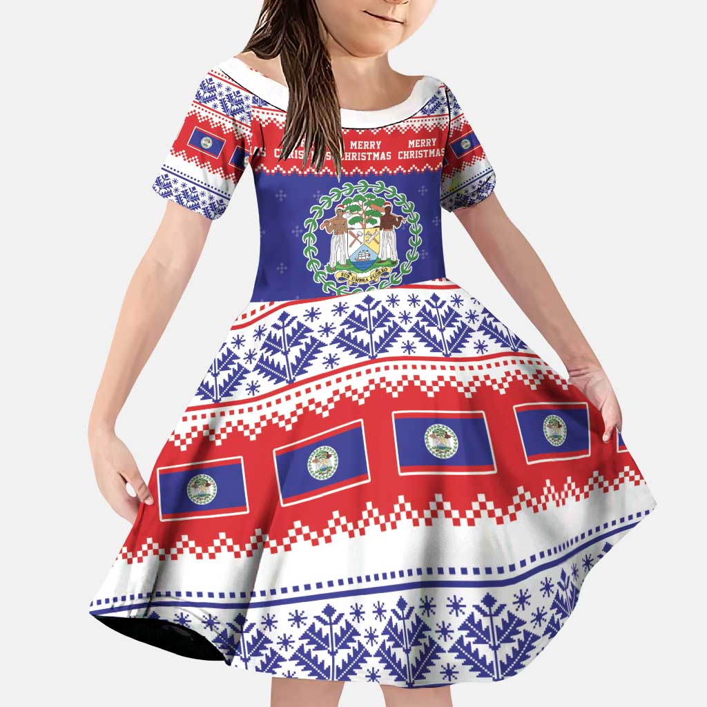 Belize Christmas Family Matching Puletasi and Hawaiian Shirt Coat Of Arms Merry Xmas - Wonder Print Shop