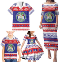 Belize Christmas Family Matching Puletasi and Hawaiian Shirt Coat Of Arms Merry Xmas - Wonder Print Shop