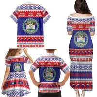 Belize Christmas Family Matching Puletasi and Hawaiian Shirt Coat Of Arms Merry Xmas - Wonder Print Shop