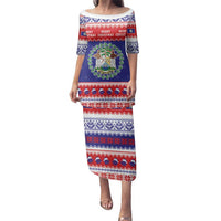 Belize Christmas Family Matching Puletasi and Hawaiian Shirt Coat Of Arms Merry Xmas - Wonder Print Shop