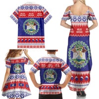 Belize Christmas Family Matching Summer Maxi Dress and Hawaiian Shirt Coat Of Arms Merry Xmas - Wonder Print Shop
