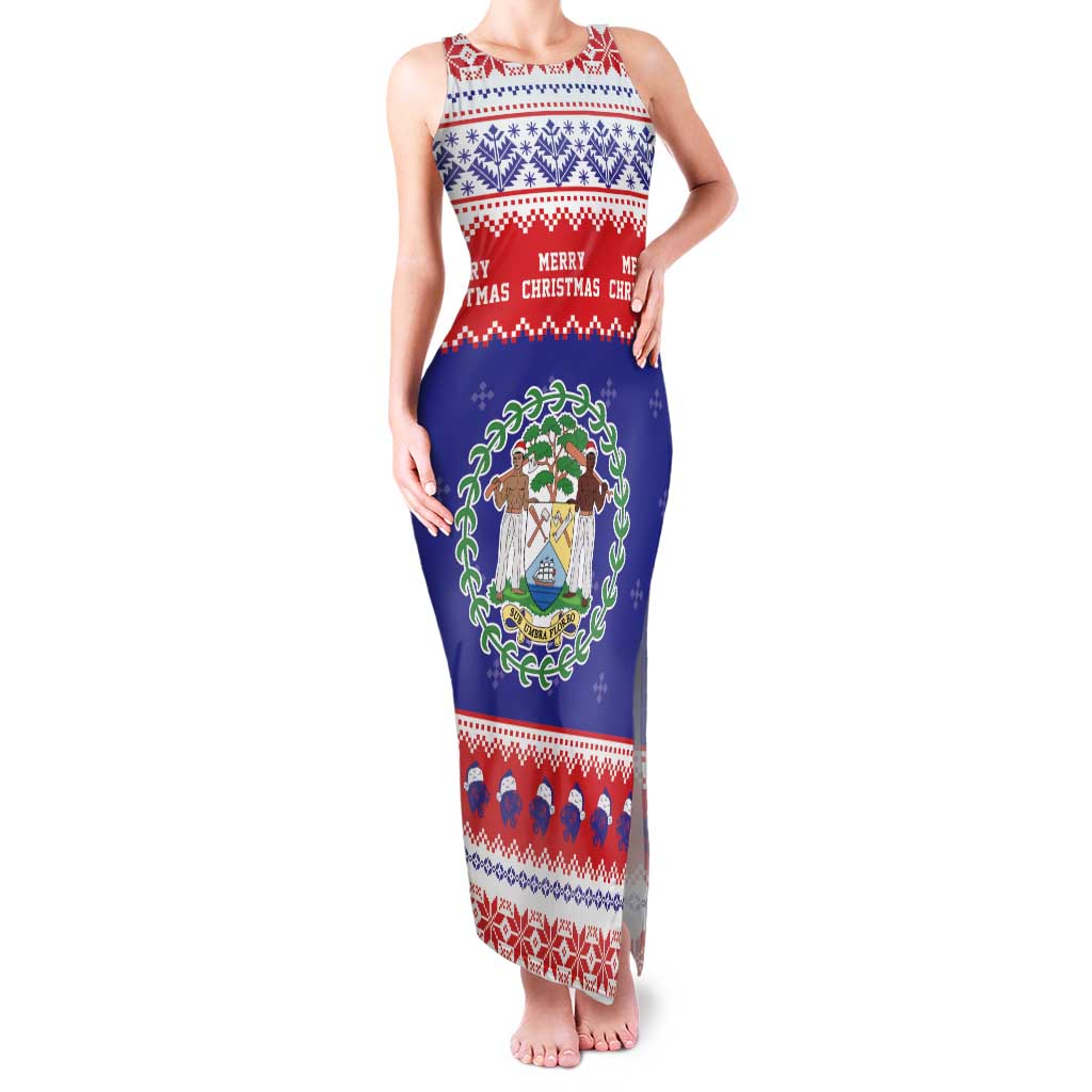 Belize Christmas Family Matching Tank Maxi Dress and Hawaiian Shirt Coat Of Arms Merry Xmas - Wonder Print Shop