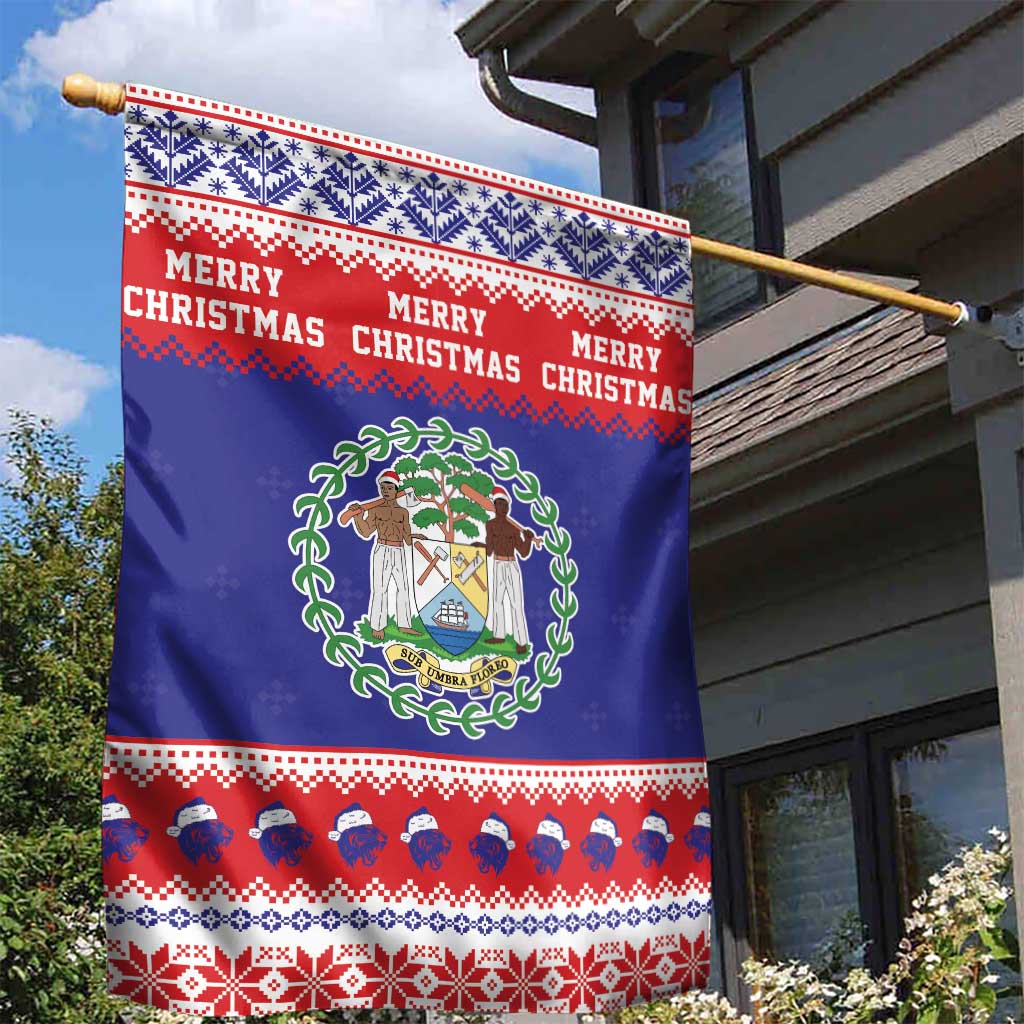 Belize Christmas Garden Flag Coat Of Arms Merry Xmas - Wonder Print Shop