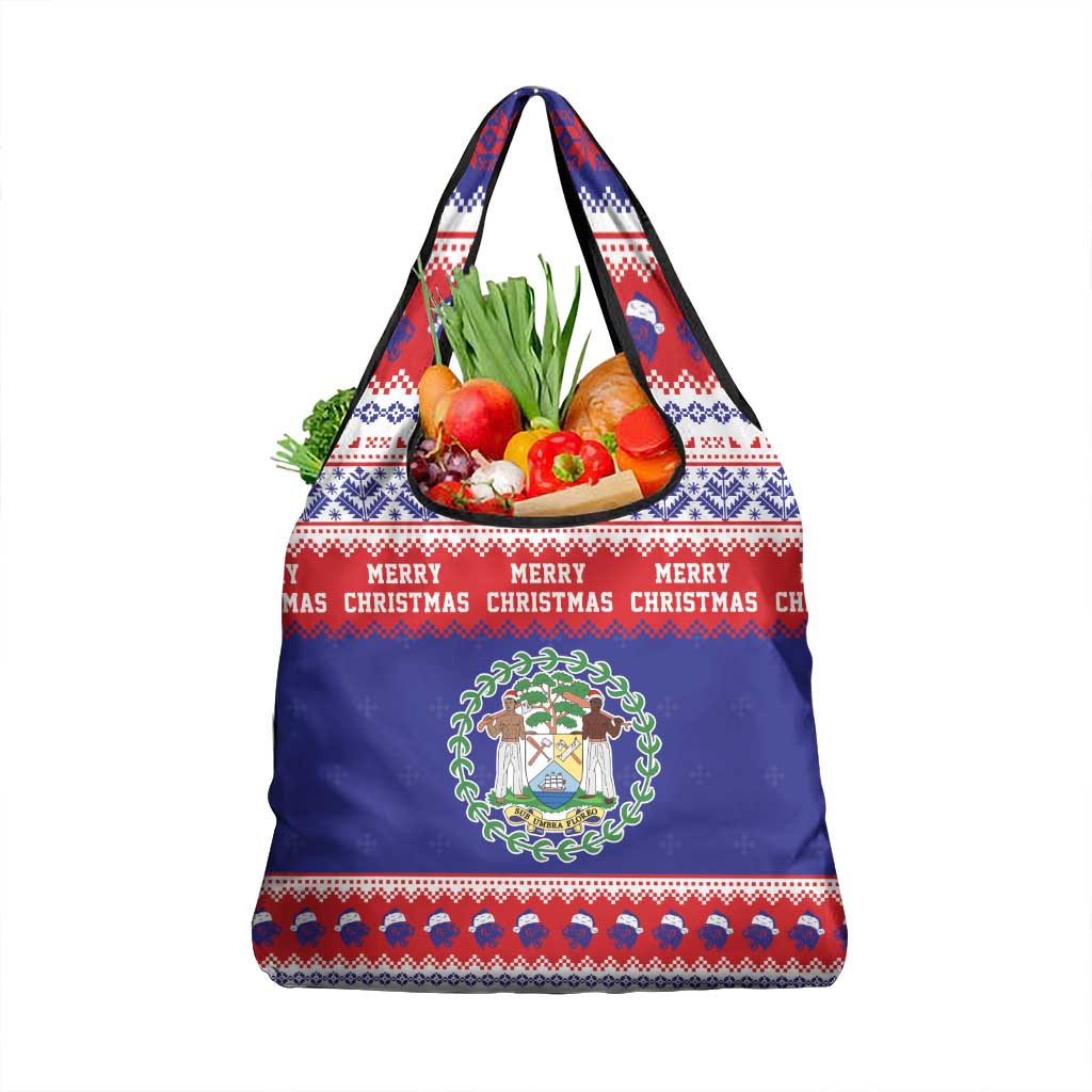Belize Christmas Grocery Bag Coat Of Arms Merry Xmas - Wonder Print Shop