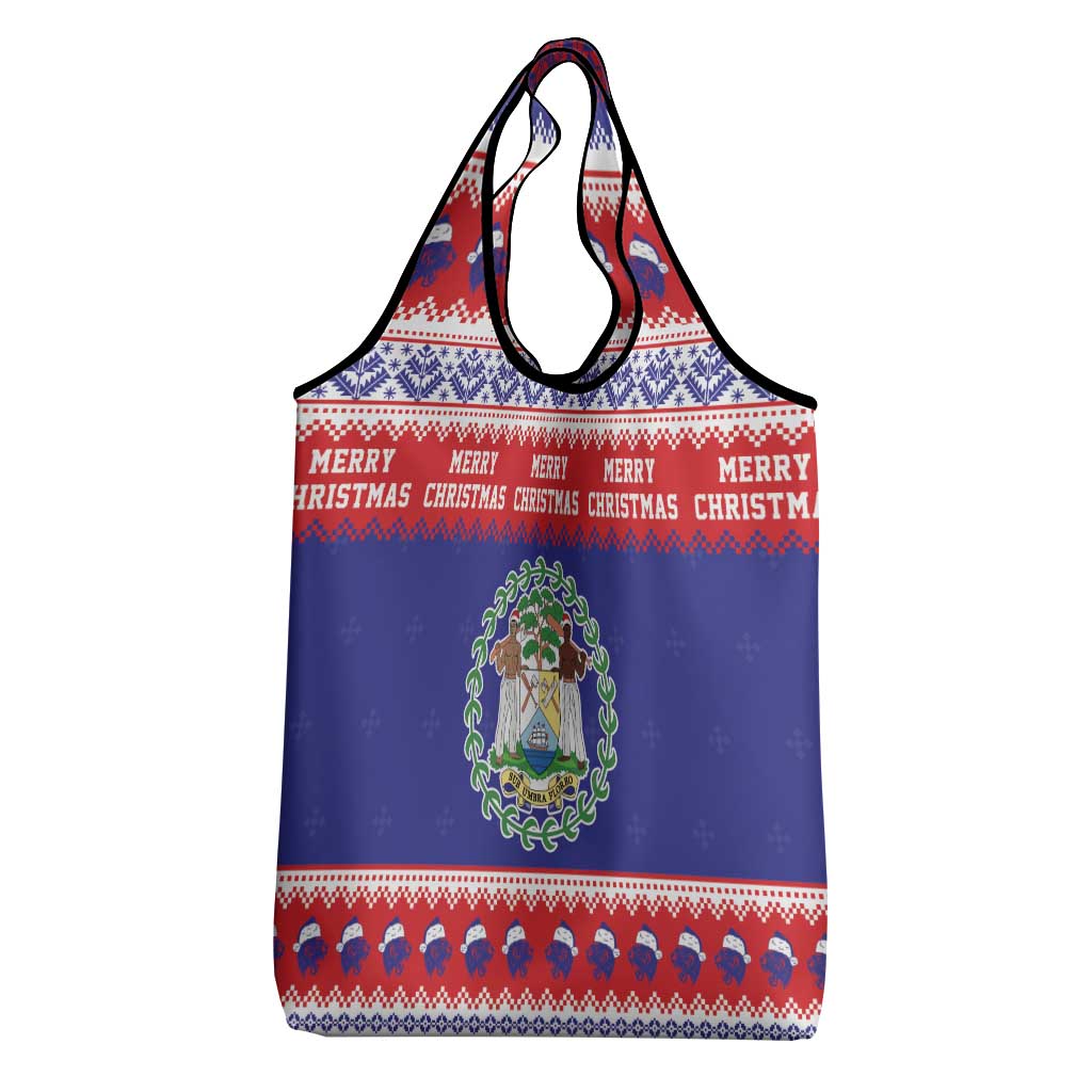 Belize Christmas Grocery Bag Coat Of Arms Merry Xmas - Wonder Print Shop