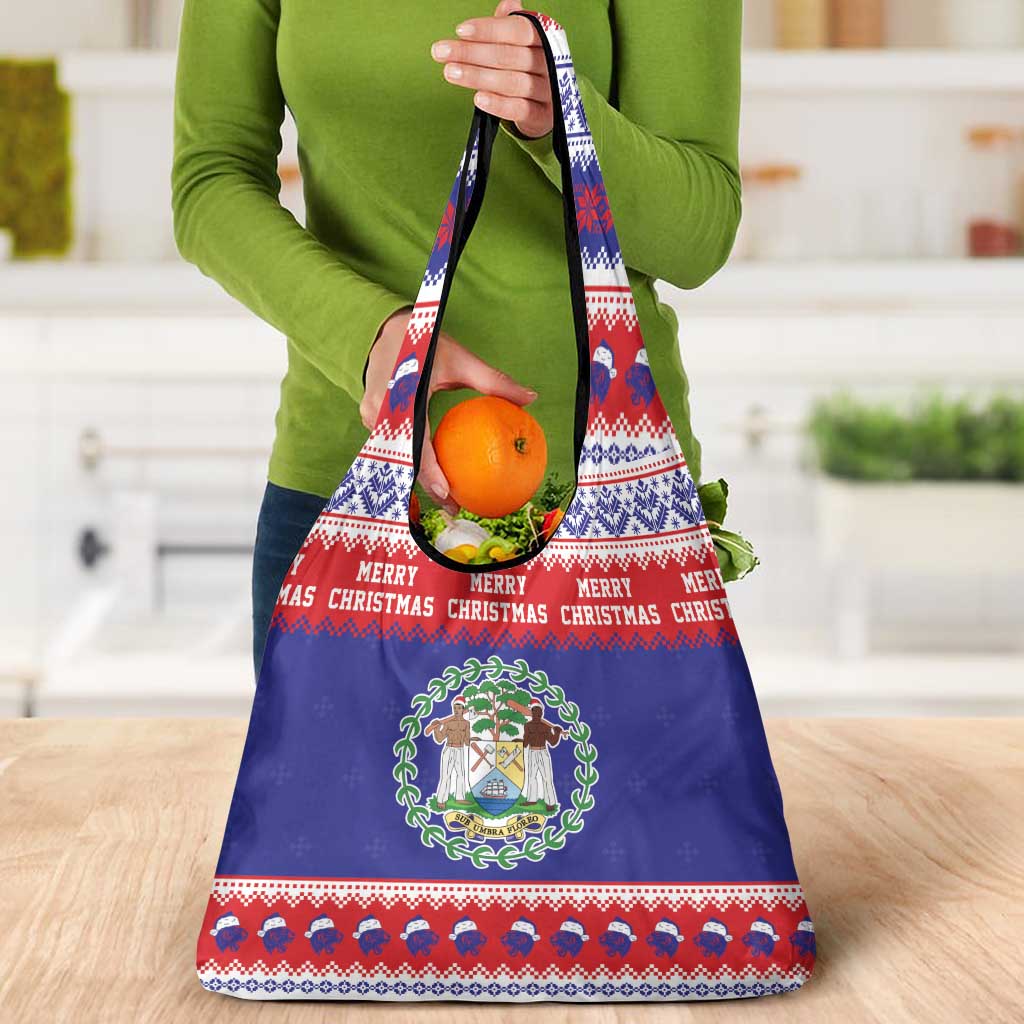 Belize Christmas Grocery Bag Coat Of Arms Merry Xmas - Wonder Print Shop