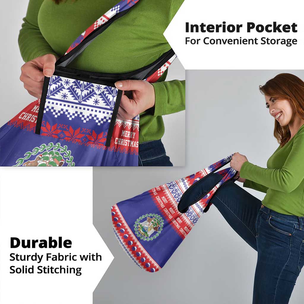 Belize Christmas Grocery Bag Coat Of Arms Merry Xmas - Wonder Print Shop