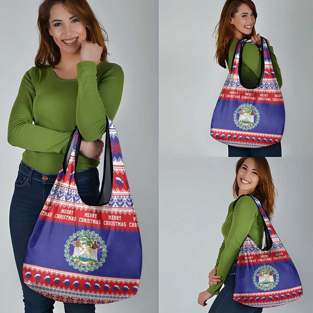 Belize Christmas Grocery Bag Coat Of Arms Merry Xmas - Wonder Print Shop