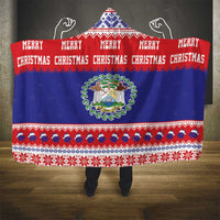 Belize Christmas Hooded Blanket Coat Of Arms Merry Xmas - Wonder Print Shop
