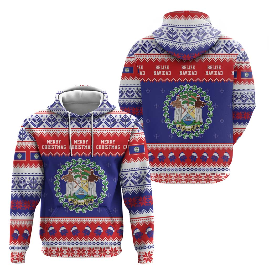 Belize Christmas Hoodie Coat Of Arms Merry Xmas - Wonder Print Shop