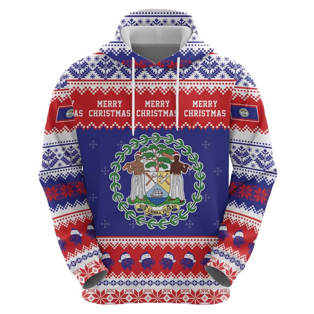 Belize Christmas Hoodie Coat Of Arms Merry Xmas - Wonder Print Shop