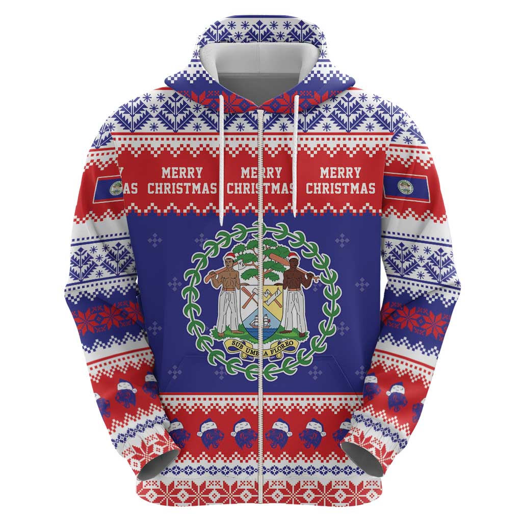 Belize Christmas Hoodie Coat Of Arms Merry Xmas - Wonder Print Shop