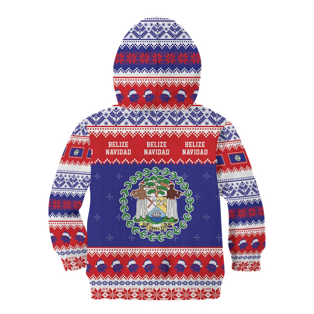 Belize Christmas Kid Hoodie Coat Of Arms Merry Xmas - Wonder Print Shop
