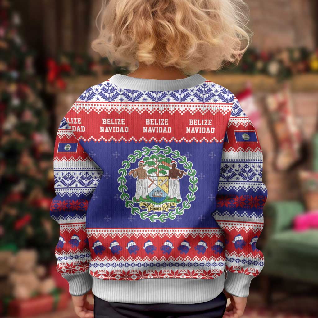 Belize Christmas Kid Ugly Christmas Sweater Coat Of Arms Merry Xmas - Wonder Print Shop