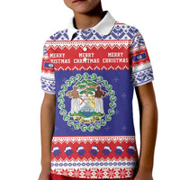 Belize Christmas Kid Polo Shirt Coat Of Arms Merry Xmas - Wonder Print Shop
