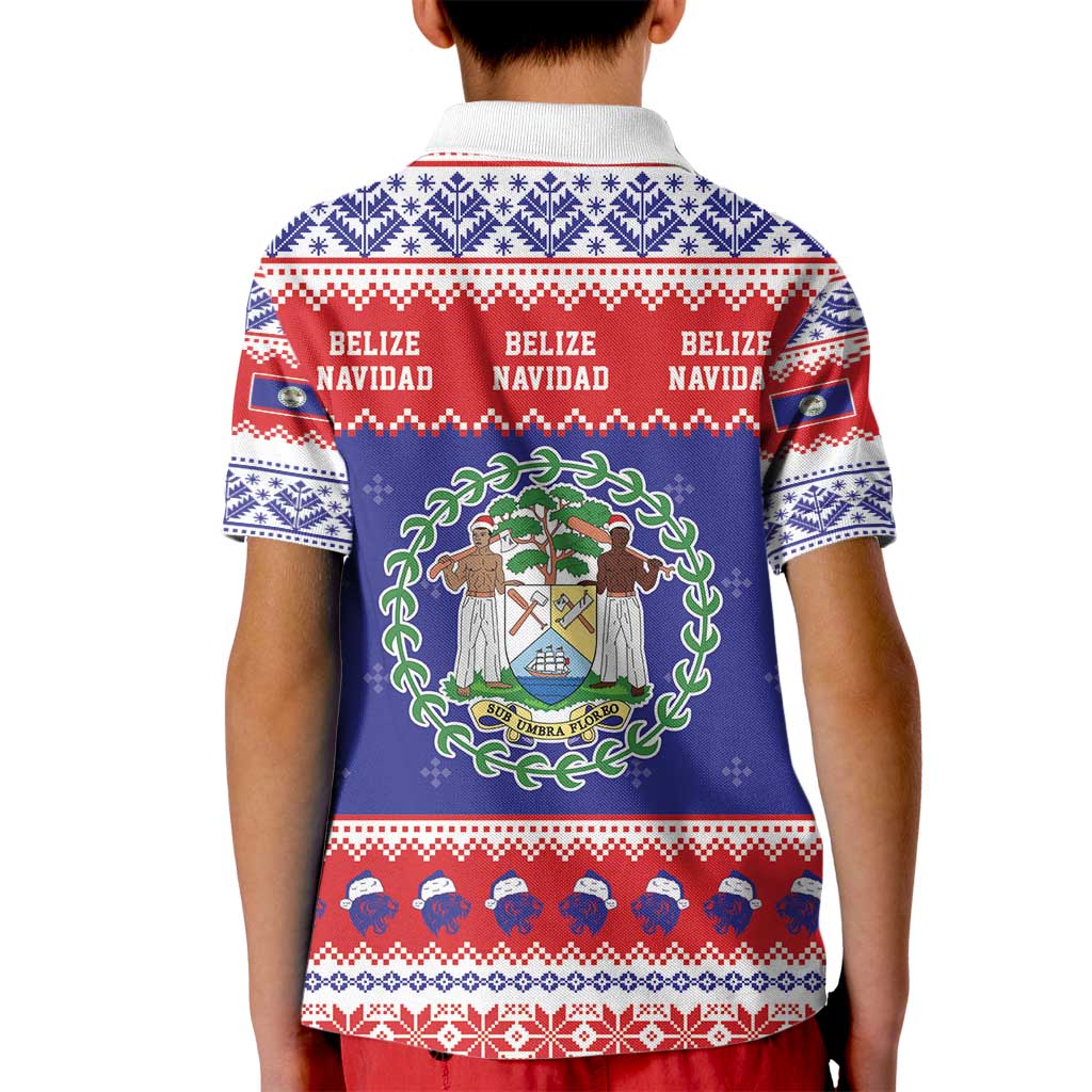 Belize Christmas Kid Polo Shirt Coat Of Arms Merry Xmas - Wonder Print Shop