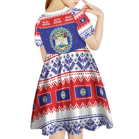 Belize Christmas Kid Short Sleeve Dress Coat Of Arms Merry Xmas - Wonder Print Shop