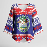 Belize Christmas Kimono Sleeve Blouse Coat Of Arms Merry Xmas - Wonder Print Shop