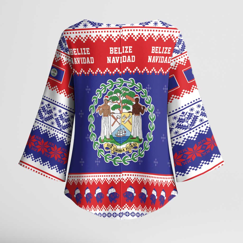 Belize Christmas Kimono Sleeve Blouse Coat Of Arms Merry Xmas - Wonder Print Shop