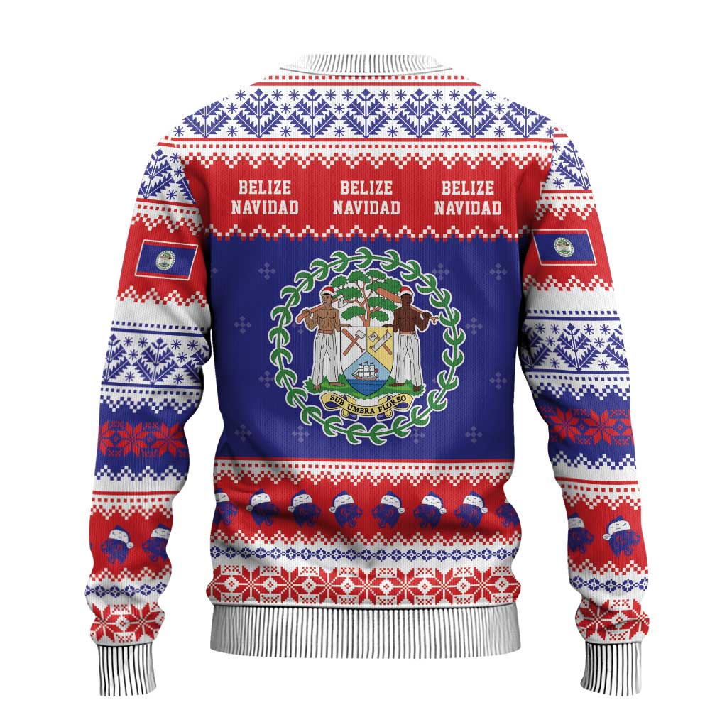 Belize Christmas Ugly Christmas Sweater Coat Of Arms Merry Xmas - Wonder Print Shop
