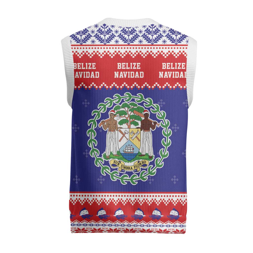 Belize Christmas Knitted V-Neck Vest Coat Of Arms Merry Xmas - Wonder Print Shop