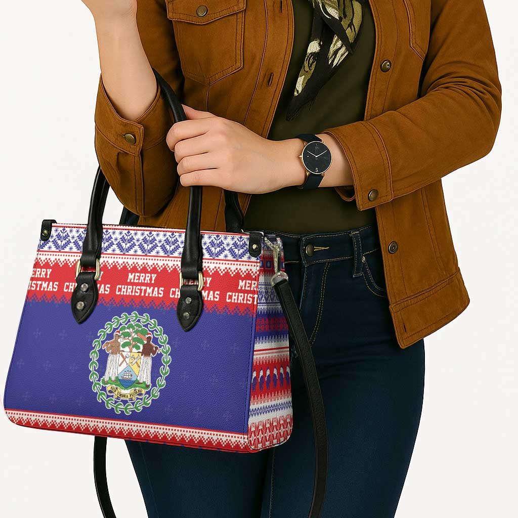 Belize Christmas Leather Bag Coat Of Arms Merry Xmas - Wonder Print Shop