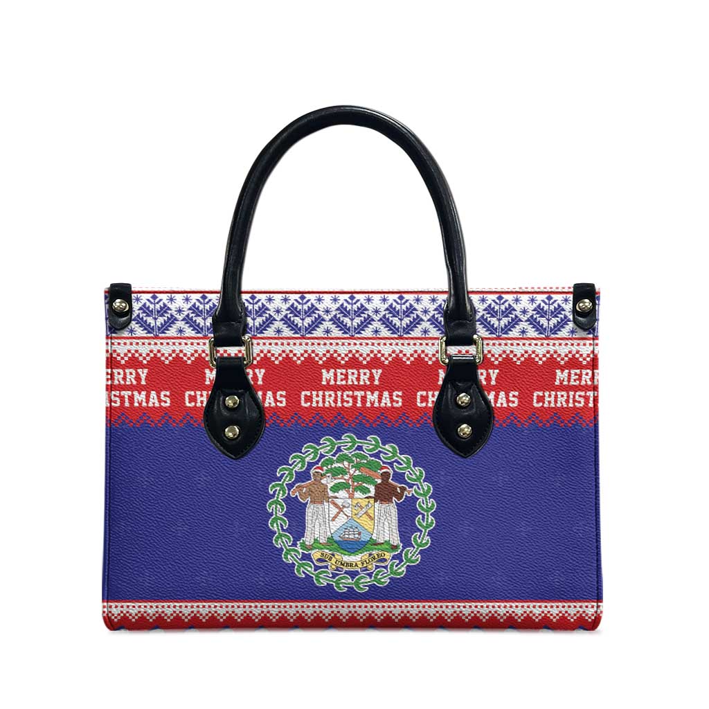 Belize Christmas Leather Bag Coat Of Arms Merry Xmas - Wonder Print Shop