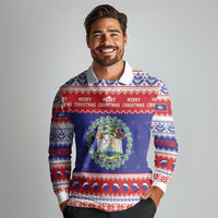 Belize Christmas Long Sleeve Polo Shirt Coat Of Arms Merry Xmas - Wonder Print Shop