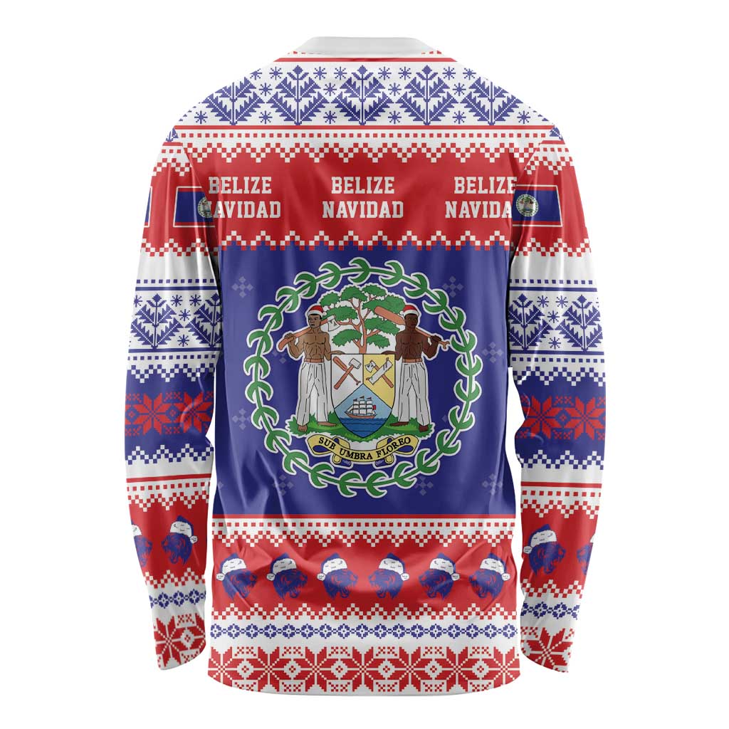 Belize Christmas Long Sleeve Shirt Coat Of Arms Merry Xmas - Wonder Print Shop