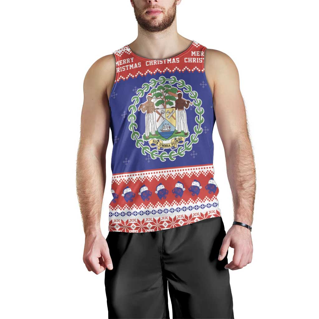 Belize Christmas Men Tank Top Coat Of Arms Merry Xmas - Wonder Print Shop