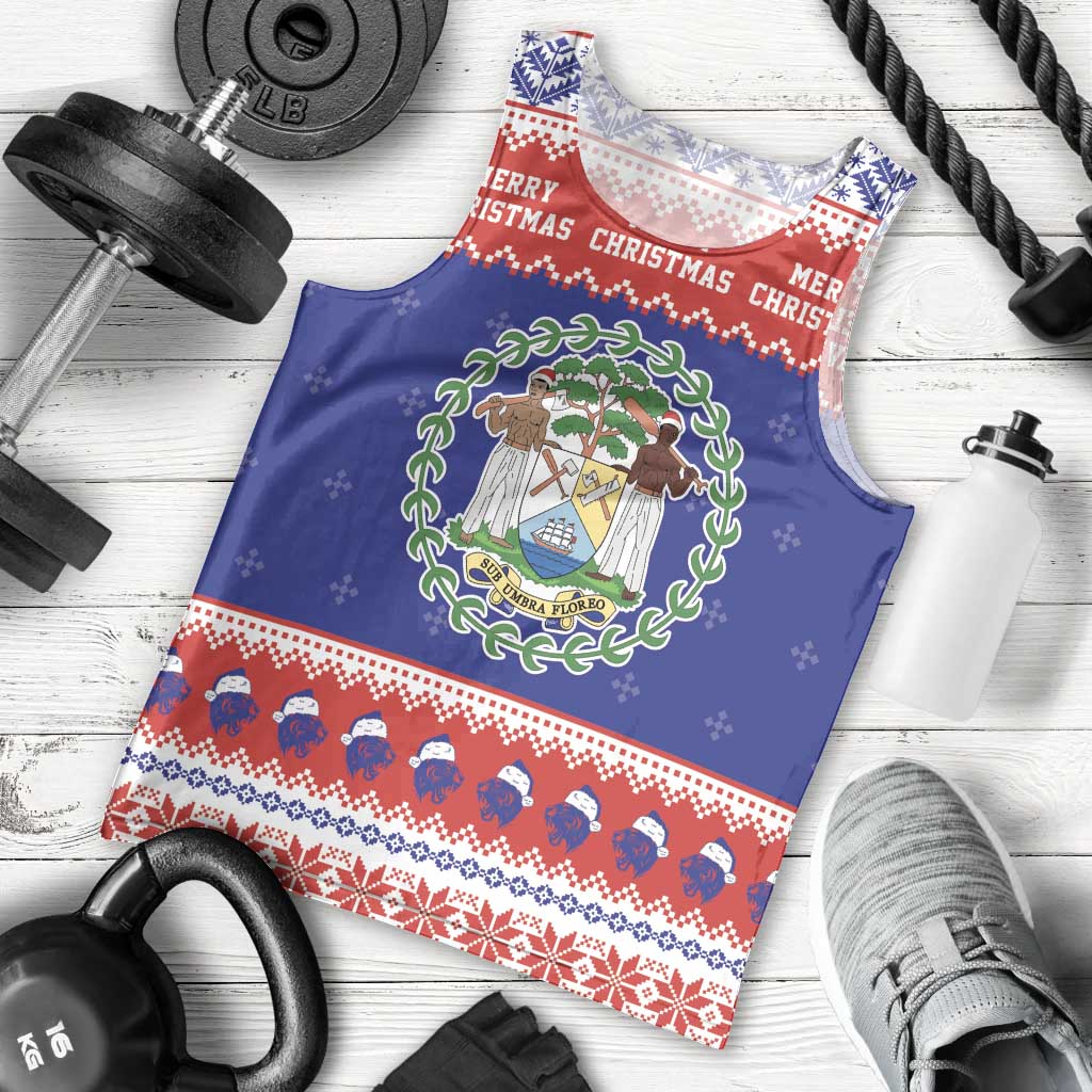 Belize Christmas Men Tank Top Coat Of Arms Merry Xmas - Wonder Print Shop
