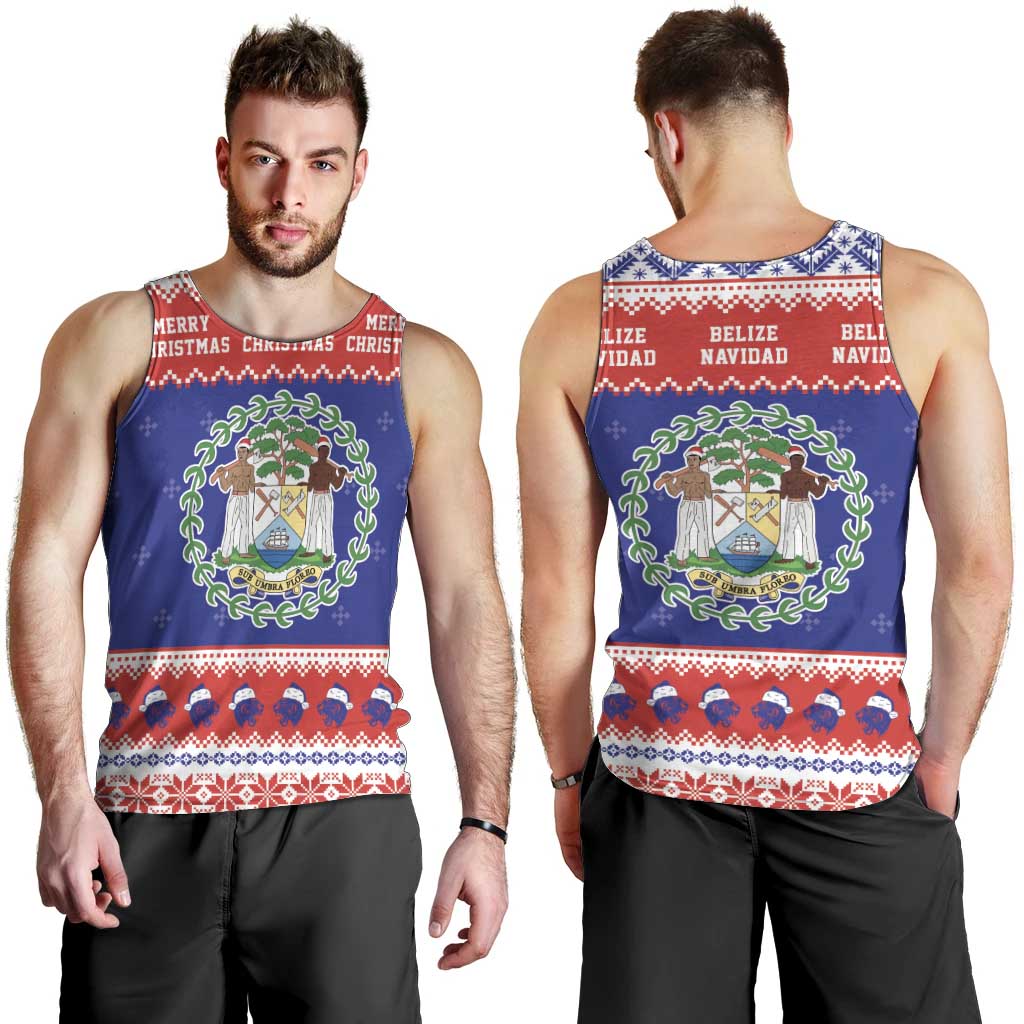 Belize Christmas Men Tank Top Coat Of Arms Merry Xmas - Wonder Print Shop