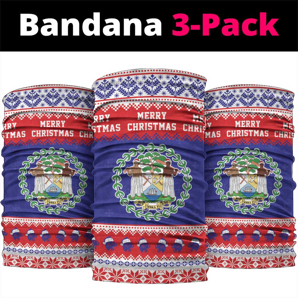 Belize Christmas Neck Gaiter Coat Of Arms Merry Xmas - Wonder Print Shop