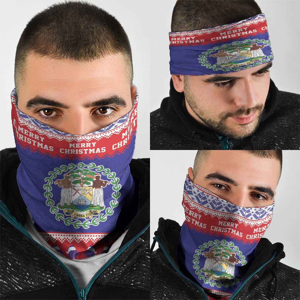 Belize Christmas Neck Gaiter Coat Of Arms Merry Xmas - Wonder Print Shop