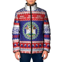 Belize Christmas Padded Jacket Coat Of Arms Merry Xmas - Wonder Print Shop