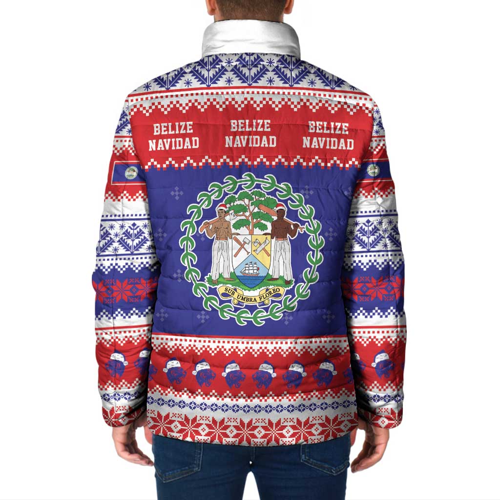 Belize Christmas Padded Jacket Coat Of Arms Merry Xmas - Wonder Print Shop