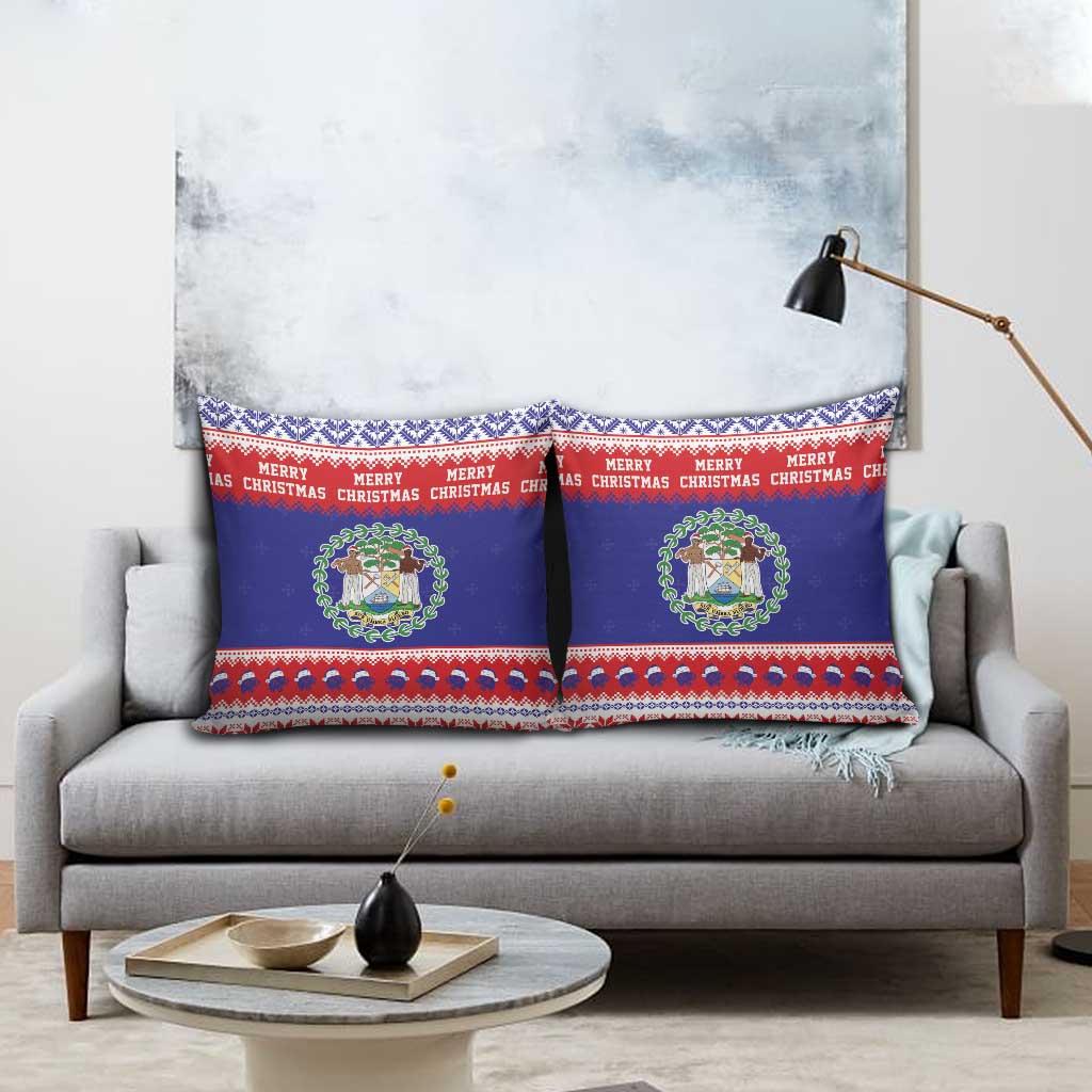 Belize Christmas Pillow Cover Coat Of Arms Merry Xmas - Wonder Print Shop