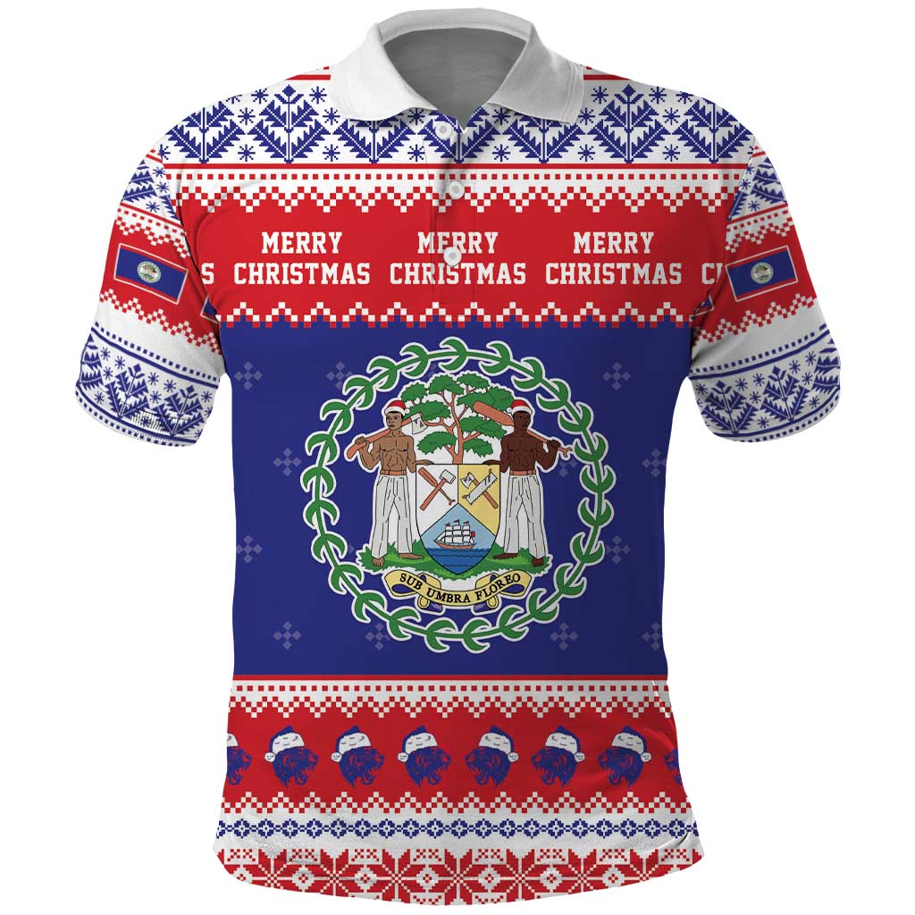 Belize Christmas Polo Shirt Coat Of Arms Merry Xmas - Wonder Print Shop