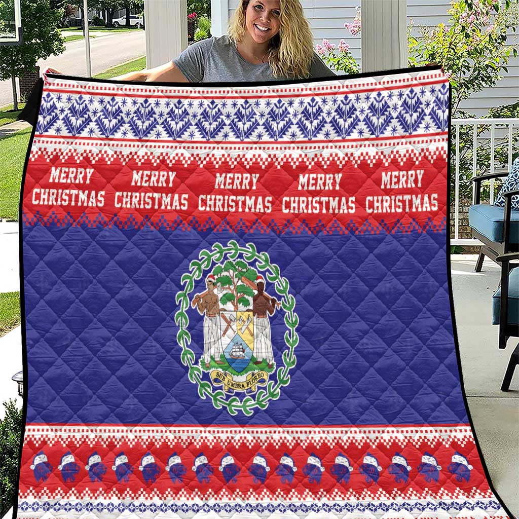 Belize Christmas Quilt Coat Of Arms Merry Xmas - Wonder Print Shop